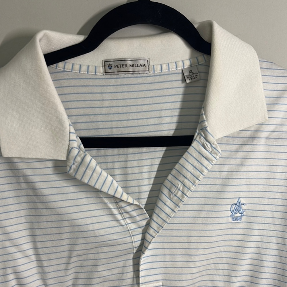Peter Millar White and Blue Polo Shirt